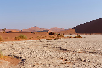 Image showing beautiful sunrise landscape of hidden Dead Vlei