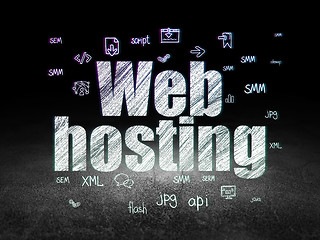 Image showing Web development concept: Web Hosting in grunge dark room