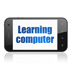 Image showing Studying concept: Smartphone with Learning Computer on display