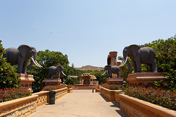 Image showing Gigantic elephant statues on Bridge in famous Lost City