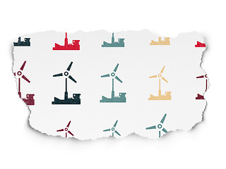 Image showing Industry concept: Windmill icons on Torn Paper background