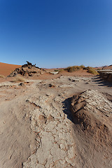 Image showing beautiful sunrise landscape of hidden Dead Vlei