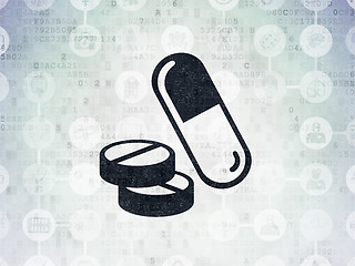 Image showing Medicine concept: Pills on Digital Paper background