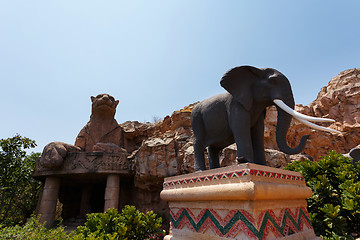 Image showing Gigantic elephant statues on Bridge in famous Lost City