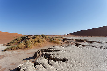 Image showing beautiful sunrise landscape of hidden Dead Vlei