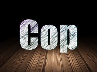 Image showing Law concept: Cop in grunge dark room