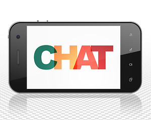 Image showing Web design concept: Smartphone with Chat on  display