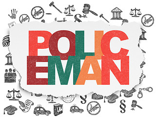 Image showing Law concept: Policeman on Torn Paper background