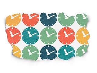 Image showing Time concept: Clock icons on Torn Paper background