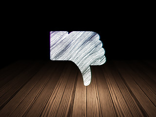 Image showing Social network concept: Thumb Down in grunge dark room