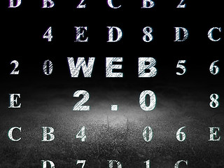 Image showing Web design concept: Web 2.0 in grunge dark room