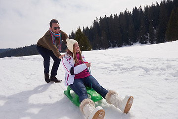 Image showing happy young couple having fun on fresh show on winter vacation