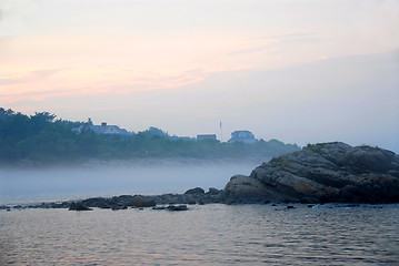 Image showing Rocky misty coast