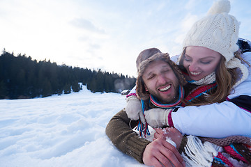 Image showing romantic young couple on winter vacation