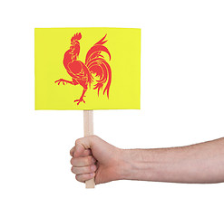 Image showing Hand holding small card - Flag of Wallonia