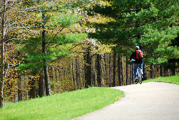 Image showing Cycling in a park