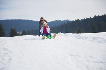 Image showing happy young couple having fun on fresh show on winter vacation