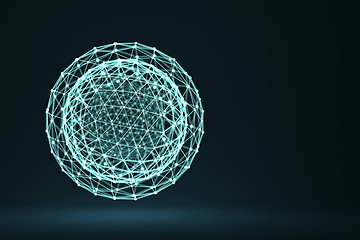 Image showing Polygonal sphere with connected lines and dots