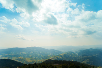 Image showing Beautiful meadows on  mountains