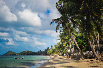 Image showing tropical beach with coconut palm trees. Koh Samui, Thailand