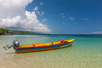 Image showing Fish boat on the paradise beach