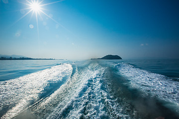 Image showing Wake of a ferry boat. in Thailand