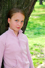 Image showing Girl and big tree