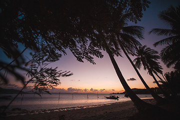 Image showing Sunset over the tropical beach. 