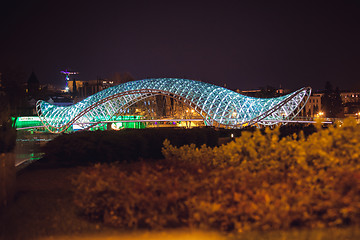 Image showing Tbilisi, Georgia- Aprilr 2,2014: The peace bridge in Tbilisi  over the Mtkvari River 