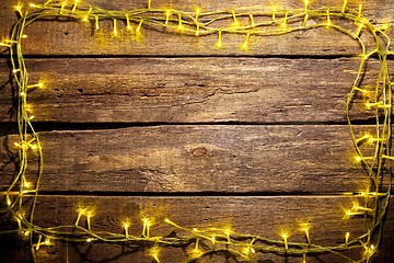 Image showing The wooden table with Christmas decorations 