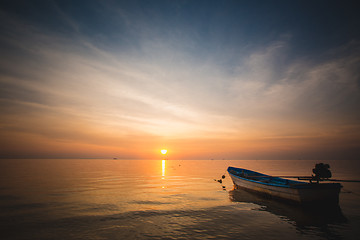 Image showing Sunset over the tropical beach. 