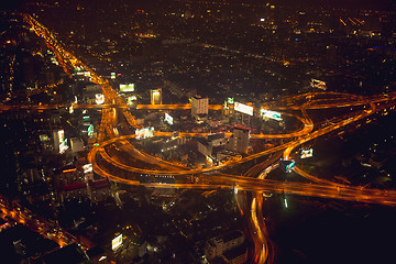 Image showing Industrial road at night in Bangkok, Thailand