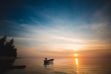 Image showing Sunset over the tropical beach. 