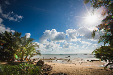 Image showing Sunset over the tropical beach. 