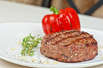 Image showing beef steak at plate