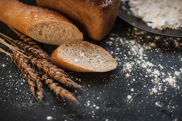 Image showing Bread composition with wheats