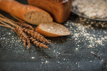 Image showing Bread composition with wheats