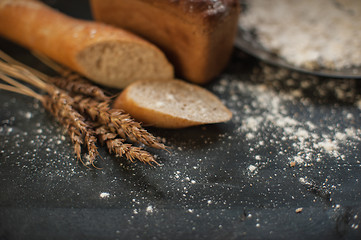 Image showing Bread composition with wheats