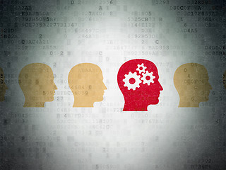 Image showing Education concept: head with gears icon on Digital Paper background