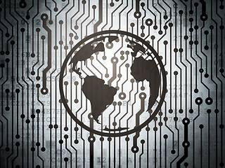 Image showing Learning concept: circuit board with Globe