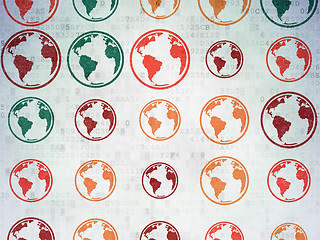 Image showing Science concept: Globe icons on Digital Paper background