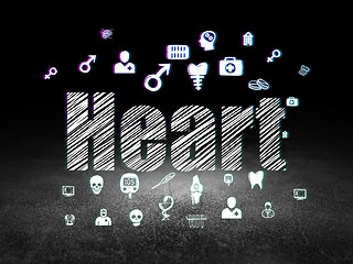 Image showing Medicine concept: Heart in grunge dark room