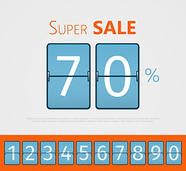 Image showing Super sale, analog flip clock design. With set of numbers from 0 to 9.