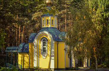 Image showing A small Orthodox Church on the edge of the forest.