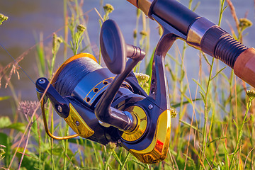 Image showing Feeder - English fishing tackle for catching fish.