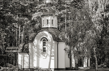 Image showing A small Orthodox Church on the edge of the forest.