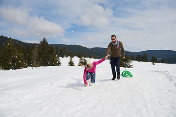 Image showing happy young couple having fun on fresh show on winter vacation