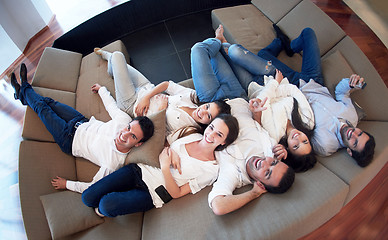 Image showing friends group get relaxed at home