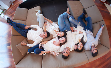 Image showing friends group get relaxed at home