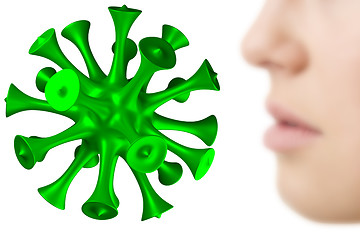 Image showing nose of woman with virus